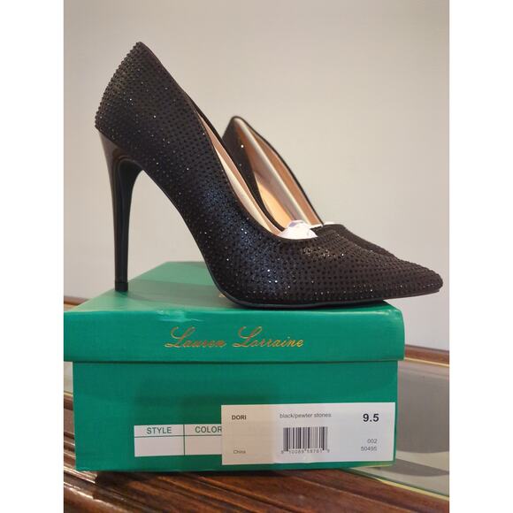Lauren Lorraine Dori Black Sparkle Heel Size 9.5 NIB - Picture 2 of 5